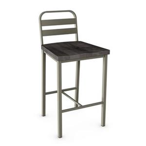 Amisco Accord 24.75-in Swivel Counter Stool - Dark Grey Distressed Wood - Matt Light Grey Metal
