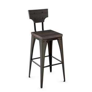 Tabouret de bar Station 30 po, bois usé gris foncé, fini semi transparent