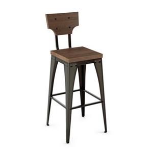 Amisco Station 30-in Bar Stool - Brown Distressed Wood - Gun Metal