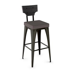 Amisco Rally 30.88-in Bar Stool - Medium Grey Polyester - Dark Grey Distressed Wood - Gun Metal