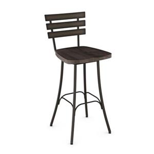 Tabouret de bar pivotant Stadium 29,5 po, bois usé gris foncé, fini semi transparent