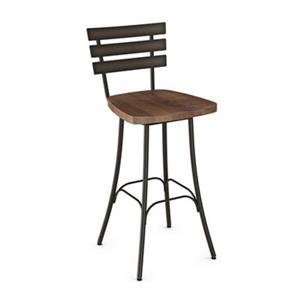 Tabouret de bar pivotant Stadium 29,5 po, bois usé brun, fini semi transparent