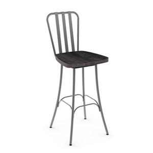 Tabouret de bar pivotant Bond 29,5 po, bois usé gris foncé, métal gris lustré