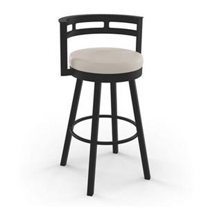 Tabouret de bar pivotant Render 30,63 po, polyuréthane crème, métal brun foncé