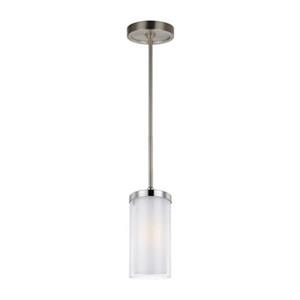 Feiss Jonah Collection 5.5-in x 9.25-in Satin Nickel Cylinder Mini Pendant Light