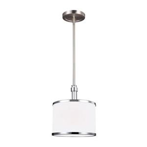 Feiss Prospect Park Collection 8.38-in x 9.62-in Satin Nickel Drum Mini Pendant Light