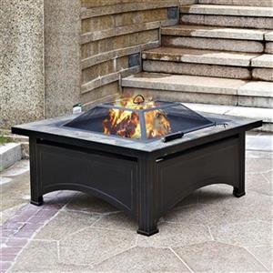 AZ Patio Heater Wood-Burning Fire Pit with Slate Table - Black