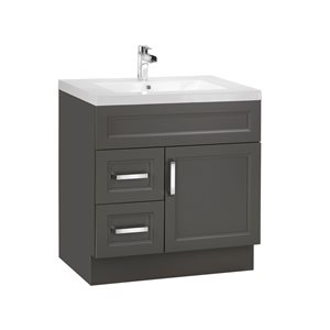 Cutler Kitchen & Bath Urban 30-in Dark Brown Single Sink Bathroom Vanity with White Acrylic Top