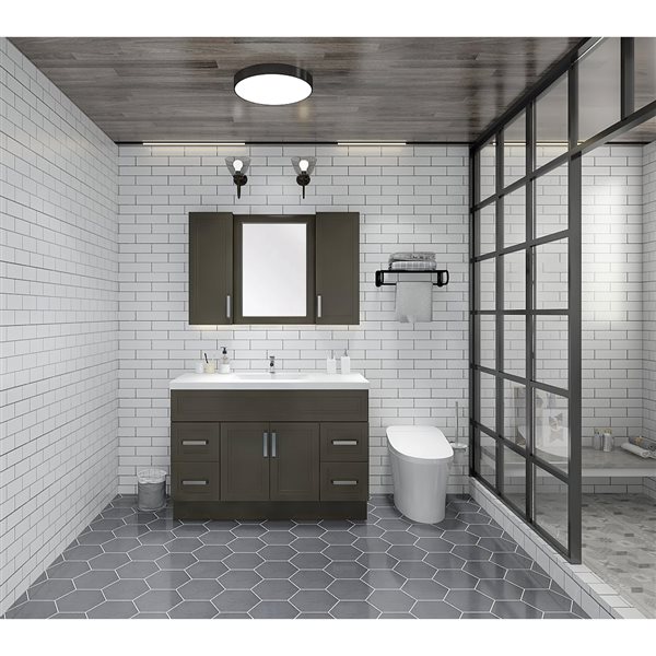 Cutler Kitchen & Bath Urban 48-in Dark Brown Single Sink Bathroom Vanity with White Acrylic Top