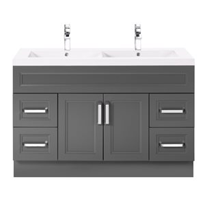 Cutler Kitchen & Bath Urban 48-in Day Break Grey Double Sink Bathroom Vanity with White Acrylic Top