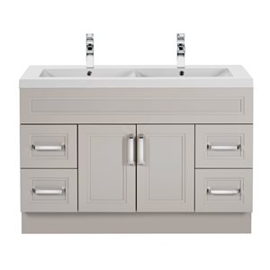 Cutler Kitchen & Bath Urban 48-in Light Grey Double Sink Bathroom Vanity with White Acrylic Top