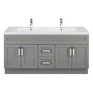 Cutler Kitchen & Bath Urban 60-in Day Break Grey Double Bowl 2-in Top Free Standing Bathroom Vanity
