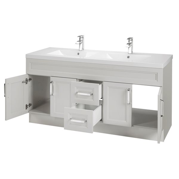 Cutler Kitchen & Bath Urban 60in Light Grey Double Sink Bathroom