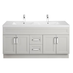 Cutler Kitchen & Bath Urban 60-in Grey Double Bowl 2-in Top Free Standing Bathroom Vanity