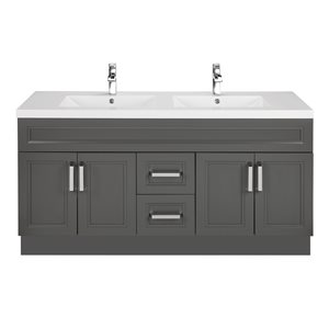 Cutler Kitchen & Bath Urban 60-in Dark Brown Double Sink Bathroom Vanity with White Acrylic Top
