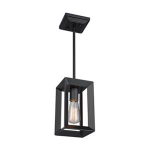 Artcraft Lighting Vineyard Collection 5-in x 8.75-in Matte Black Cage Mini Pendant Light