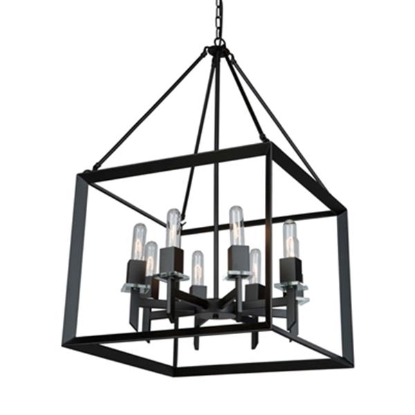 Artcraft Lighting Vineyard Collection 20-in x 20-in Matte Black 8-Light Square Chandelier