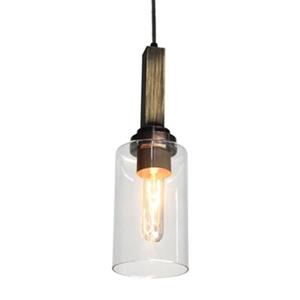 Artcraft Lighting Home Glow Collection 4.5-in x 14.5-in Distressed Pine Cylinder Mini Pendant Light