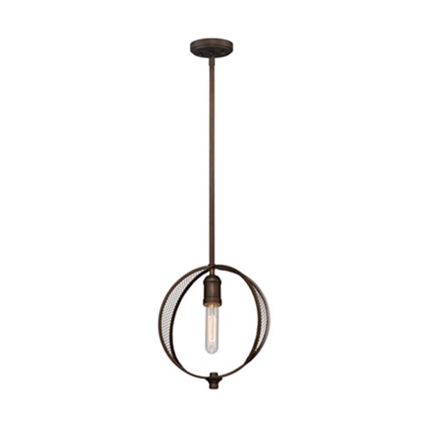 Artcraft Lighting Linden Collection 9.75-in x 8.25-in Bronze Cage Mini Pendant Light