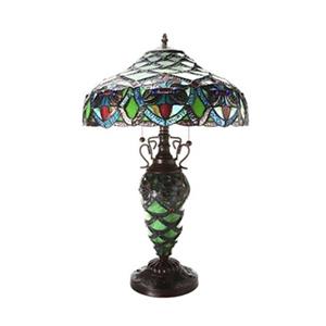 Warehouse of Tiffany Arielle Green Double-lit Tiffany Style Table Lamp