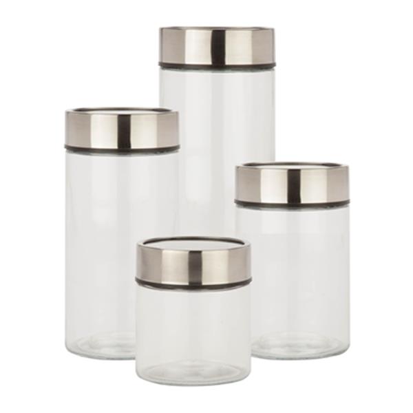 Honey Can Do Locking Lid Clear Glass Storage Jar Set 4 Pieces Kch 06481 Rona