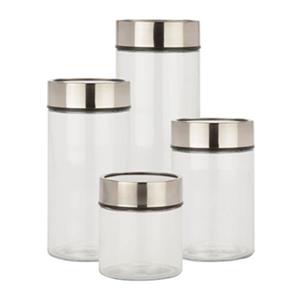 Honey Can Do Locking Lid Clear Glass Storage Jar Set (4 Pieces)