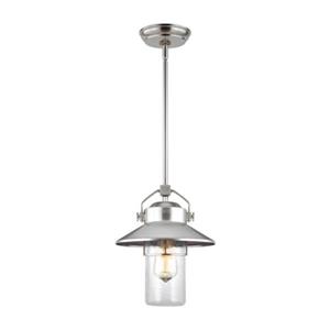 Feiss Boynton Collection 9-in x 11-in Brushed Steel Lantern Pendant Light