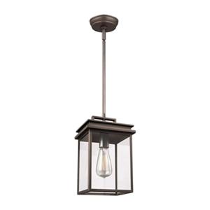 Feiss Glenview Collection 7.75-in x 13-in Antique Bronze Lantern Pendant Light