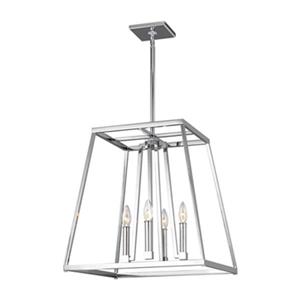 Feiss Conant Collection 18-in x 19-in Chrome 4-Light Cage Foyer Chandelier