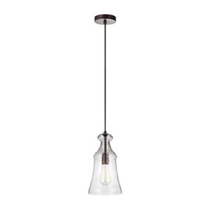 Feiss Doyle Collection 7-in x 13.5-in Oil-Rubbed Bronze Narrow Bell Mini Pendant Light
