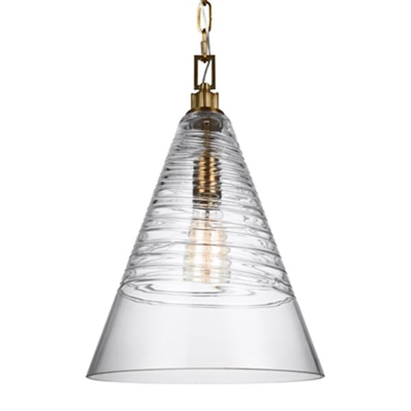 Generation Lighting Elmore Collection 11.75-in x 18-in Burnished Brass Cone Mini Pendant Light