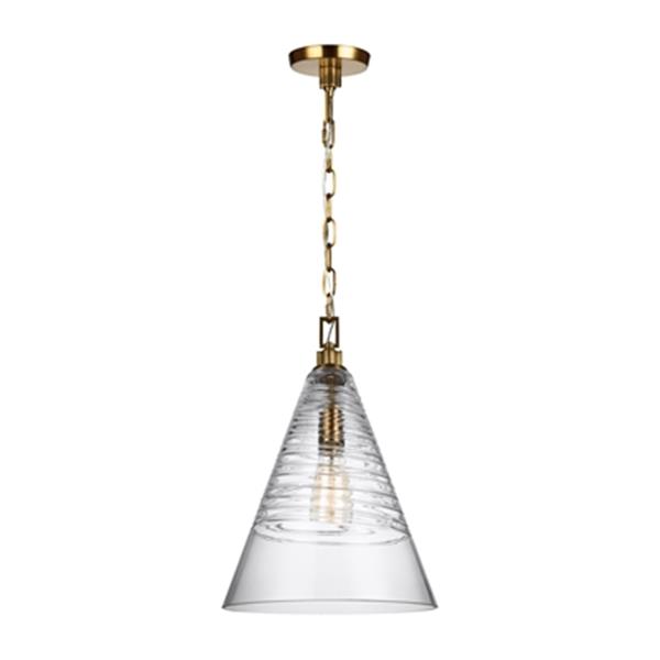 Generation Lighting Elmore Collection 11.75-in x 18-in Burnished Brass Cone Mini Pendant Light