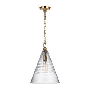 Generation Lighting Elmore Collection 11.75-in x 18-in Burnished Brass Cone Mini Pendant Light