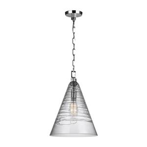 Feiss Elmore Collection 11.75-in x 18-in Chrome Cone Mini Pendant Light
