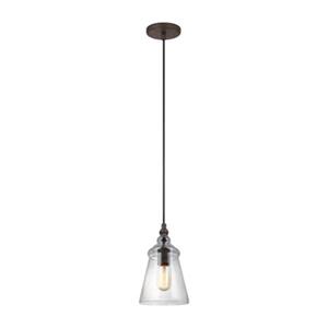 Feiss Loras Collection 5.75-in x 9.5-in Dark Weathered Iron Bell Mini Pendant Light