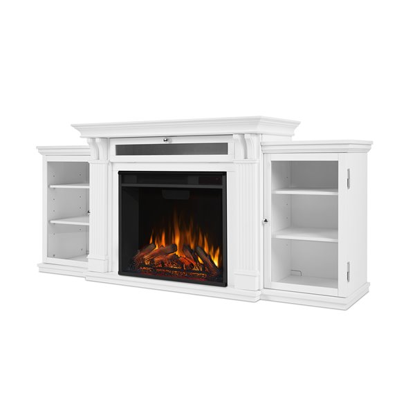 Real flame corner store fireplace tv stand