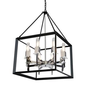 Artcraft Lighting Vineyard Collection 20-in x 33-in Black / Chrome 8-Light Square Pendant Light