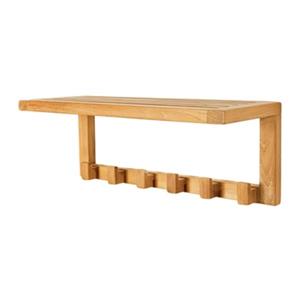 ARB Teak & Specialties Wall Shelf with Hooks - 24-in - Teak - Brown