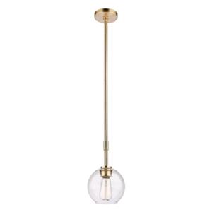 Steven & Chris by Artcraft Hamilton Collection 6.5-in x 6.5-in Satin Brass Globe Mini Pendant Light