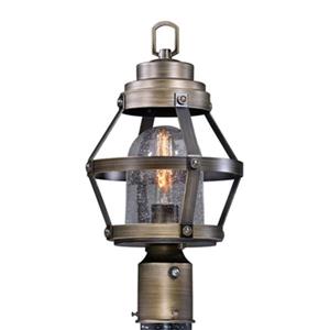 Cascadia Bruges 1-Light Dusk to Dawn Bronze Outdoor Cage Post Light