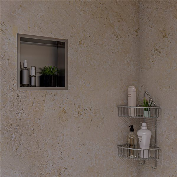 ALFI brand Corner Mounted Double Basket Shower Shelf