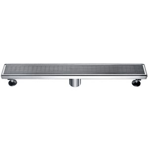 ALFI brand Modern Stainless Steel Linear Drain with Groove Lines