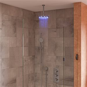 ALFI brand 7.88-in Brushed Nickel Round Multicolor LED Rain Shower Head