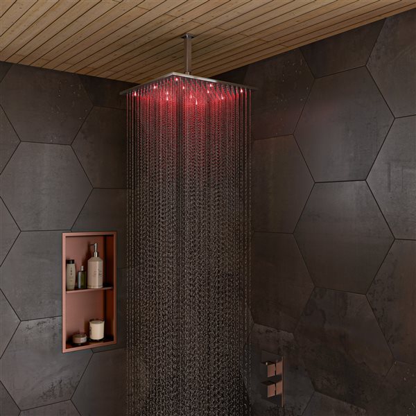 ALFI brand 15.75-in Brushed Nickel Square Multi Color LED Rain