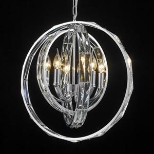 Design Living GL Series Collection 22-in x 22-in Chrome Crystal Glass 3-Ring 6-Light Pendant Light
