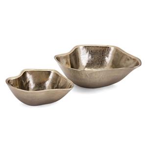IMAX Worldwide Machar Gold Aluminum Decorative Wavy Bowls (Set Of 2)