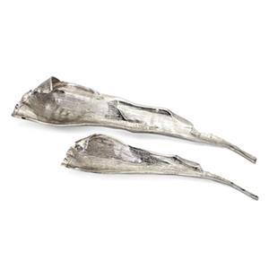 IMAX Worldwide organic Crowder Silver Aluminum Decorative Trays (Set Of 2)