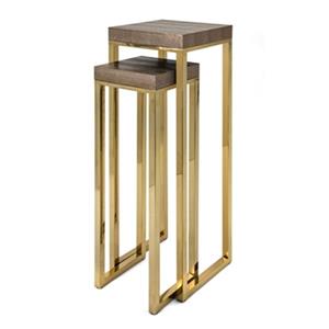 IMAX Worldwide Gleaming Gold Markov Stainless Steel Stands (Set of 2)
