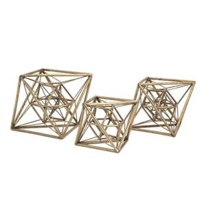 IMAX Worldwide Wright Antique Gold Metal Stautaries (Set Of 3)