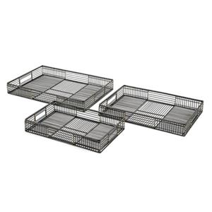 IMAX Worldwide Scott Black Metal Decorative Trays (Set Of 3)